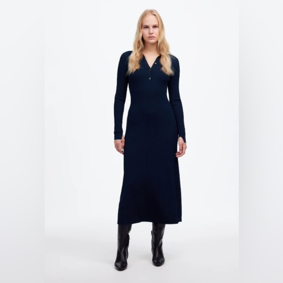 Madewell Ribbed Long Sleeve Maxi Dress - Picture 2 of 10